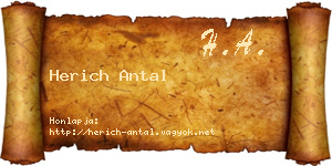 Herich Antal névjegykártya